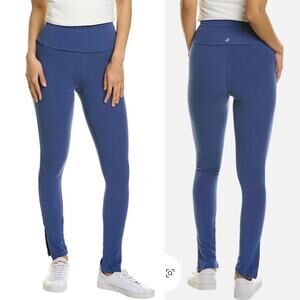 We Wore What high‎ rise slit hem fold over blue leggings size small